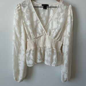 Sincerely Jules Romantic Smocked Waist Floral Blouse | Cottagecore | Size large